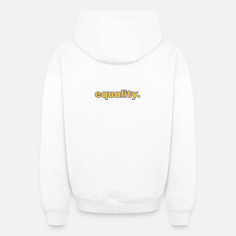 Égalité - Sweat à capuche unisexe zippé oversize épais SPREAD - blanc