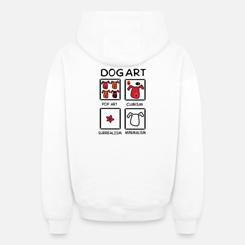 Chien - Sweat à capuche unisexe zippé oversize épais SPREAD - blanc