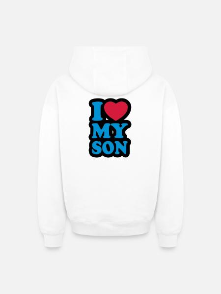 I love my son - Oversized Heavyweight Unisex Zip Hoodie - white