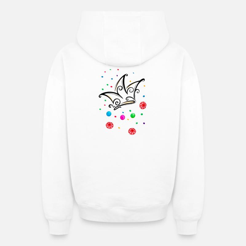Fool's Cap Candy Camel - Oversized Heavyweight Unisex Zip Hoodie - white