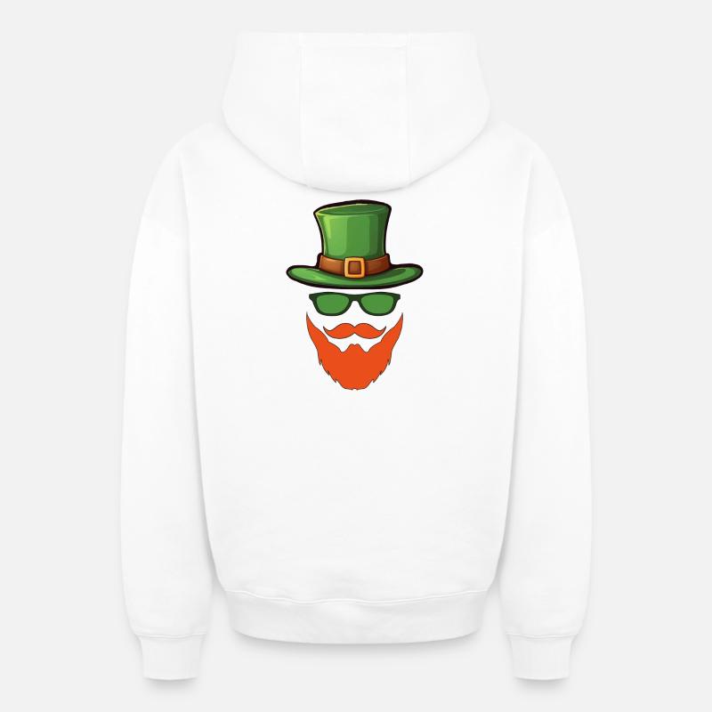 Fête de la Saint-Patrick - Sweat à capuche unisexe zippé oversize épais SPREAD - blanc