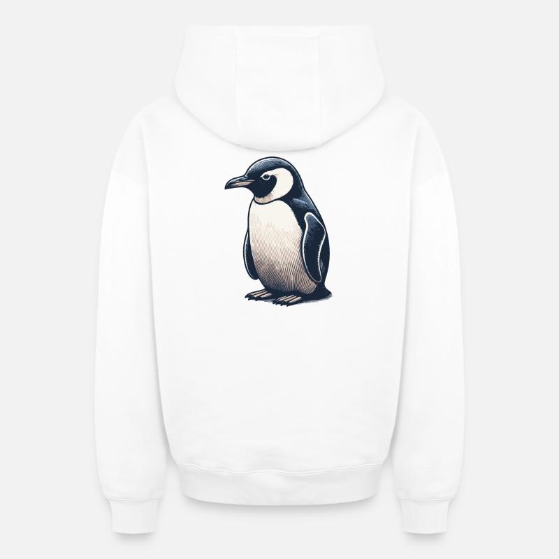 Pengu - Sweat à capuche unisexe zippé oversize épais SPREAD - blanc