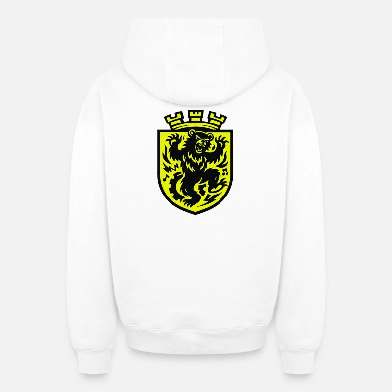 Berlin Ours dansant - Sweat à capuche unisexe zippé oversize épais SPREAD - blanc