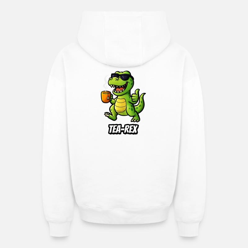 Thé-Rex - Sweat à capuche unisexe zippé oversize épais SPREAD - blanc