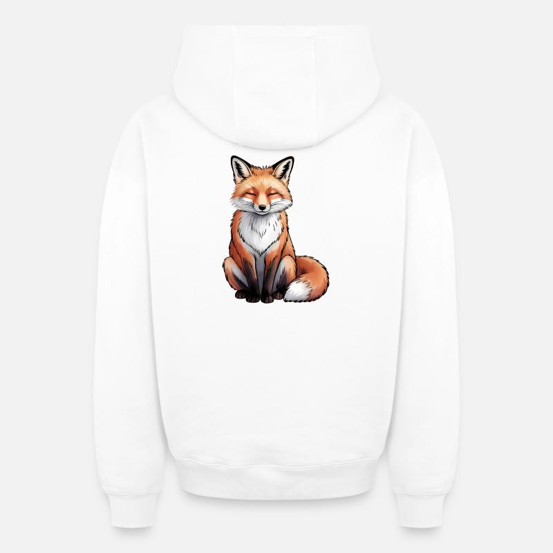 Fuchs sitzend - Oversized Heavyweight Unisex Zip Hoodie - Weiß
