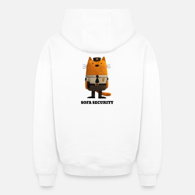 Cat in Security Look - Sofa Security - Oversized Heavyweight Unisex Zip Hoodie - white