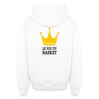 Le Roi du Basket - Sweat à capuche unisexe zippé oversize épais SPREAD - blanc - Dos - AI Model Male 178 light (178cm)
