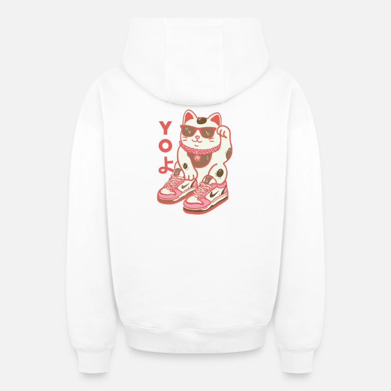 Sunny Cat Sneaker Squad - Oversized Heavyweight Unisex Zip Hoodie - Weiß