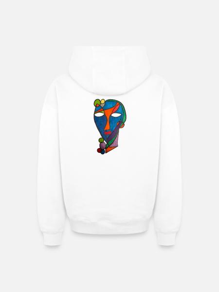 Cubist Mask River- Martina Eßer - Oversized Heavyweight Unisex Zip Hoodie - white