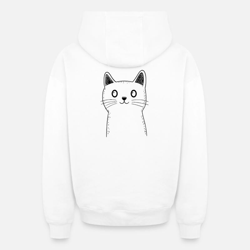 Croquis du chat - Sweat à capuche unisexe zippé oversize épais SPREAD - blanc