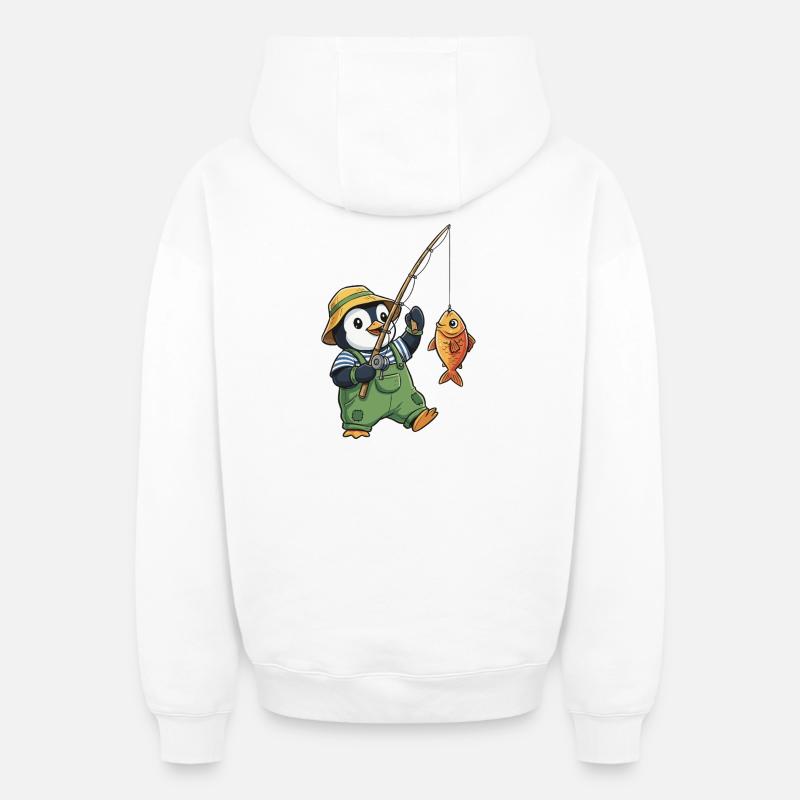 Pêcheur manchot - Sweat à capuche unisexe zippé oversize épais SPREAD - blanc