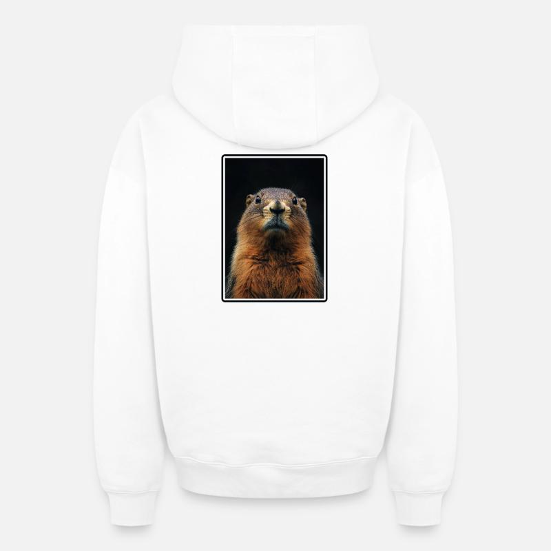 Marmottes Marmotte - Sweat à capuche unisexe zippé oversize épais SPREAD - blanc