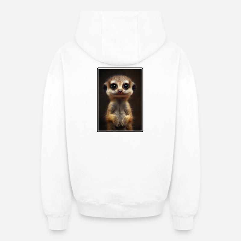 Suricate Erdmännchen - Sweat à capuche unisexe zippé oversize épais SPREAD - blanc