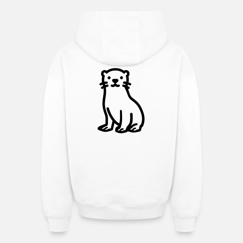 loutre - Sweat à capuche unisexe zippé oversize épais SPREAD - blanc