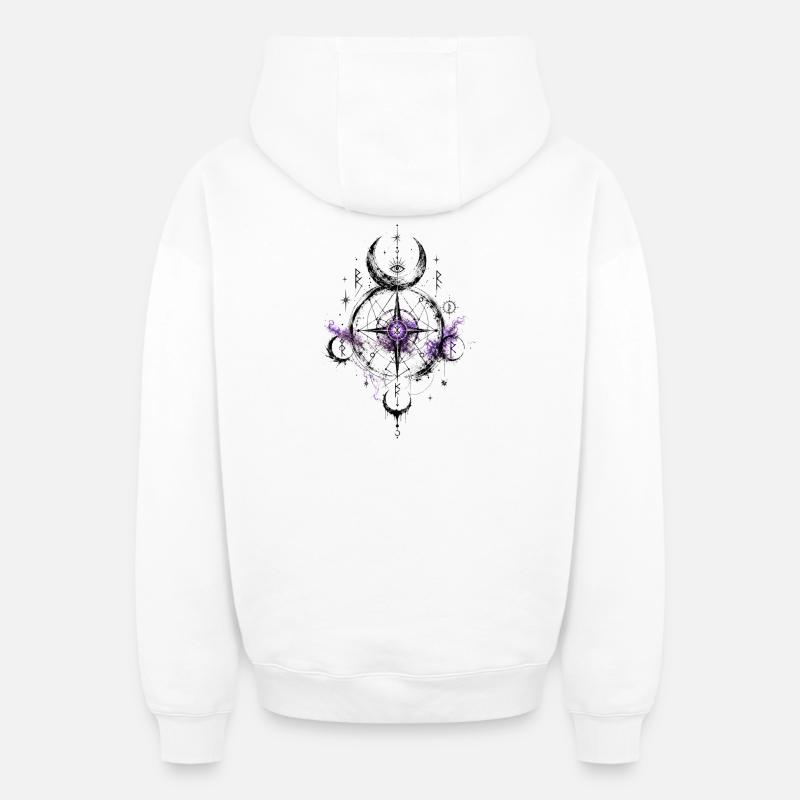 Géométrie Pourpre de la Nuit - Sweat à capuche unisexe zippé oversize épais SPREAD - blanc