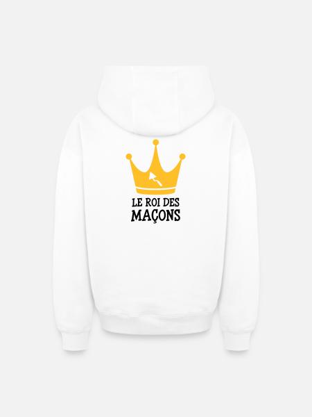Le Roi des Maçon ! - Sweat à capuche unisexe zippé oversize épais SPREAD - blanc