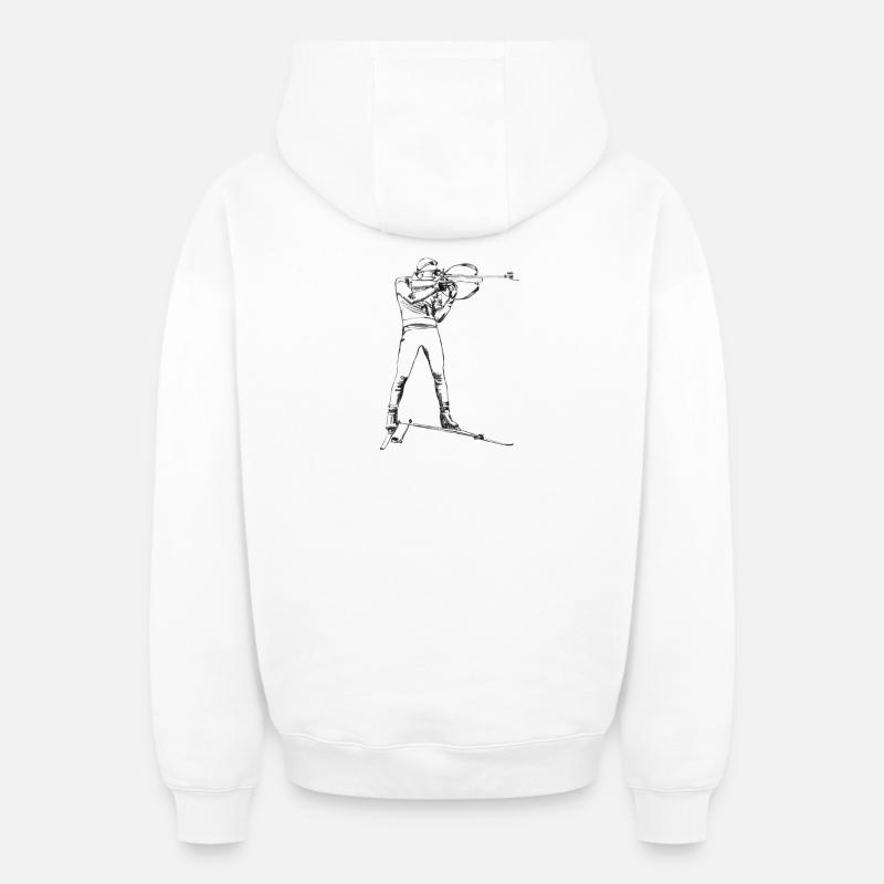 biathlon - Sweat à capuche unisexe zippé oversize épais SPREAD - blanc
