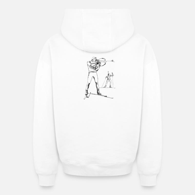 biathlon - Sweat à capuche unisexe zippé oversize épais SPREAD - blanc