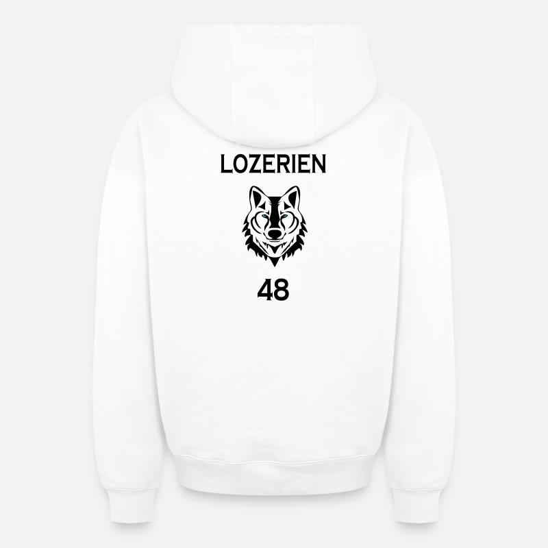 Lozérien - Sweat à capuche unisexe zippé oversize épais SPREAD - blanc
