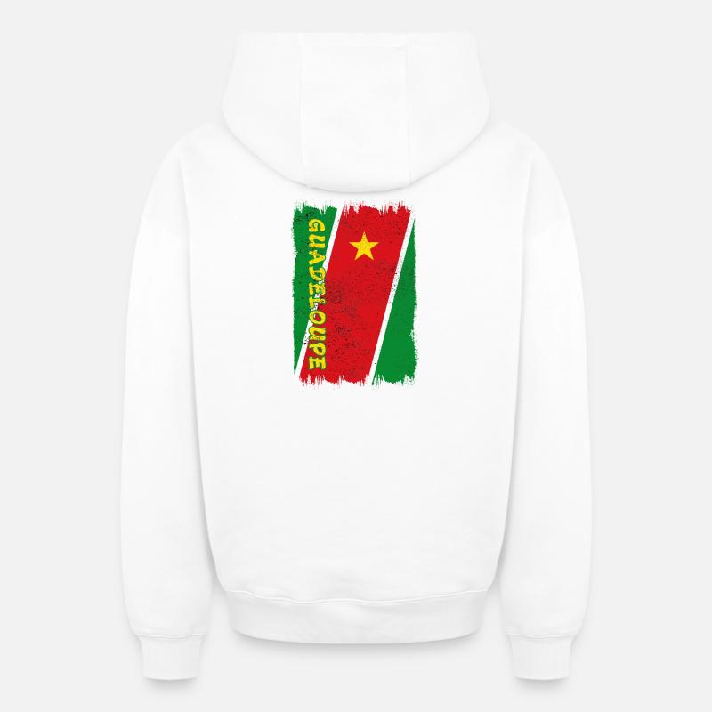 Drapeau de Guadeloupe - Sweat à capuche unisexe zippé oversize épais SPREAD - blanc
