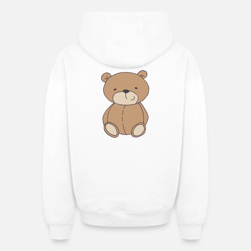 Ours mignon - Sweat à capuche unisexe zippé oversize épais SPREAD - blanc