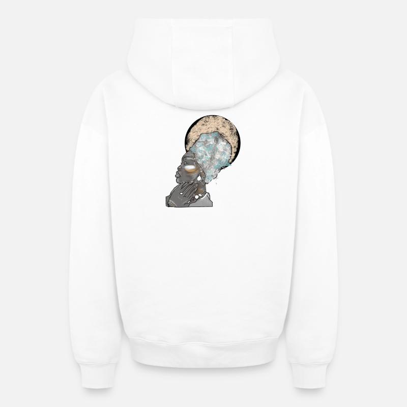 Femmes africaines - Sweat à capuche unisexe zippé oversize épais SPREAD - blanc