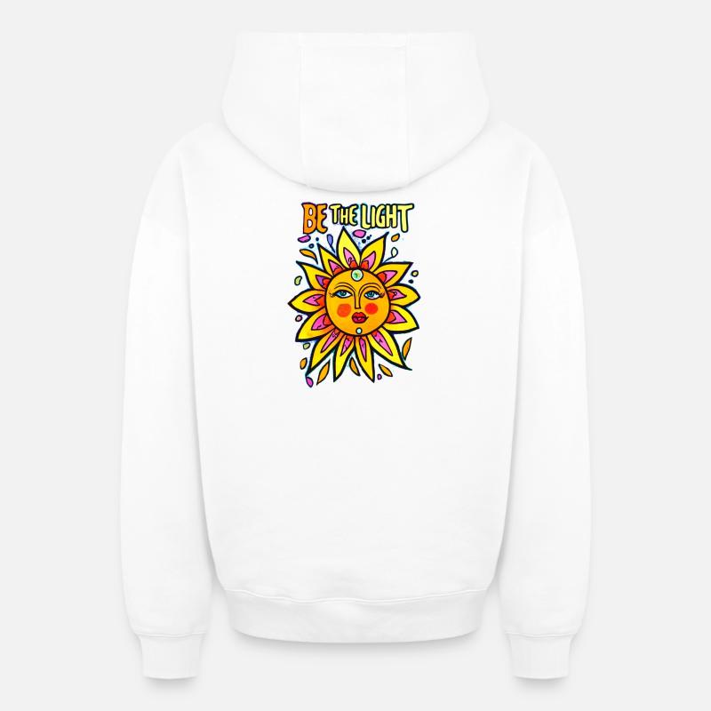 Soyez la lumière - Sweat à capuche unisexe zippé oversize épais SPREAD - blanc