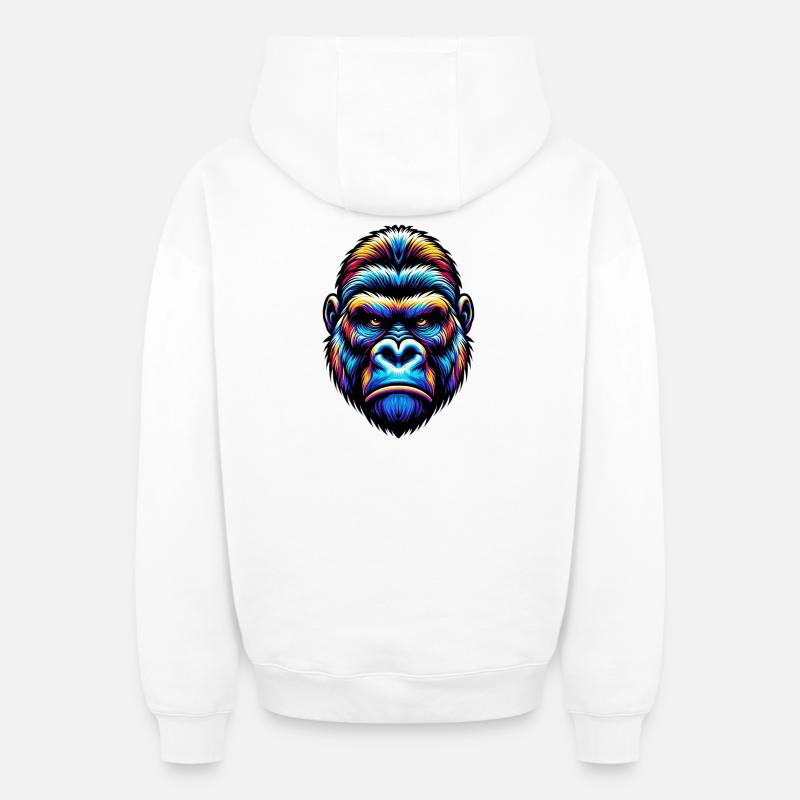 Gorille - Sweat à capuche unisexe zippé oversize épais SPREAD - blanc