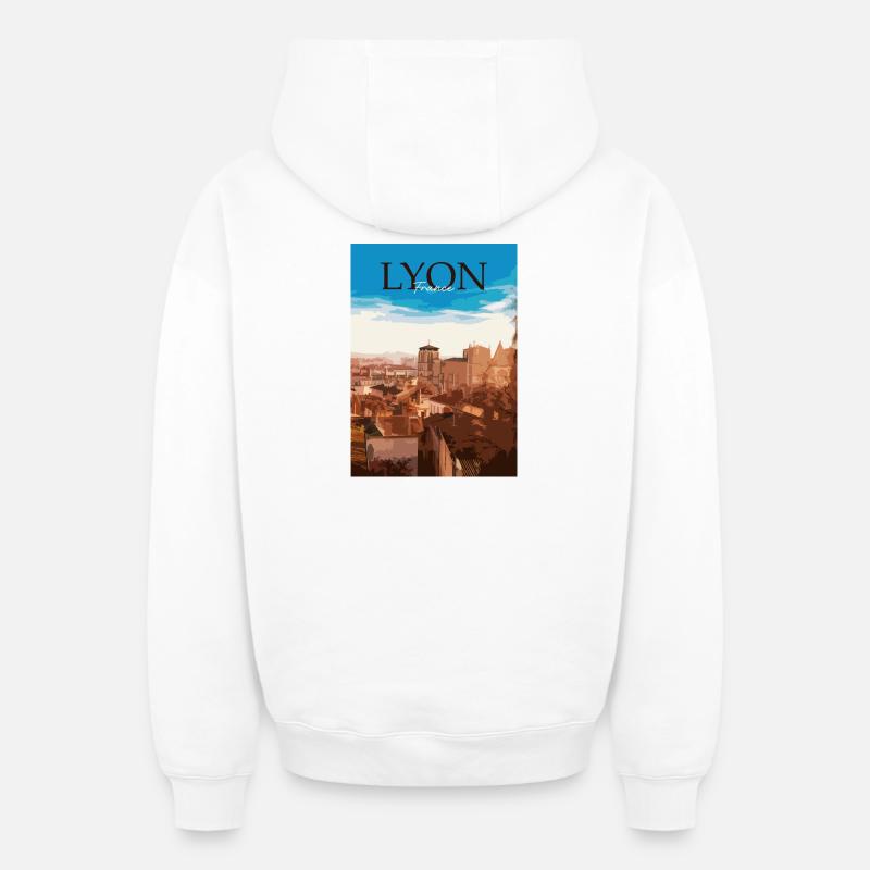 Lyon - Sweat à capuche unisexe zippé oversize épais SPREAD - blanc