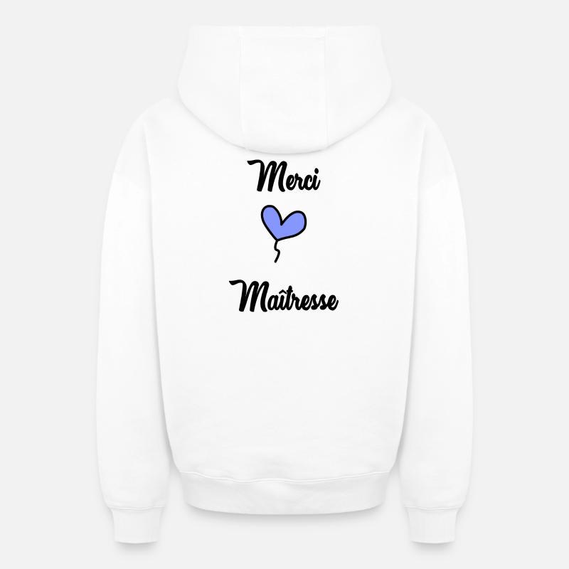 MERCI MAÎTRESSE - Sweat à capuche unisexe zippé oversize épais SPREAD - blanc