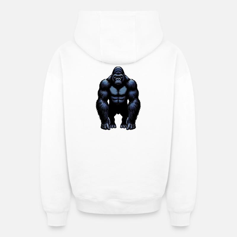 Gorille - Sweat à capuche unisexe zippé oversize épais SPREAD - blanc