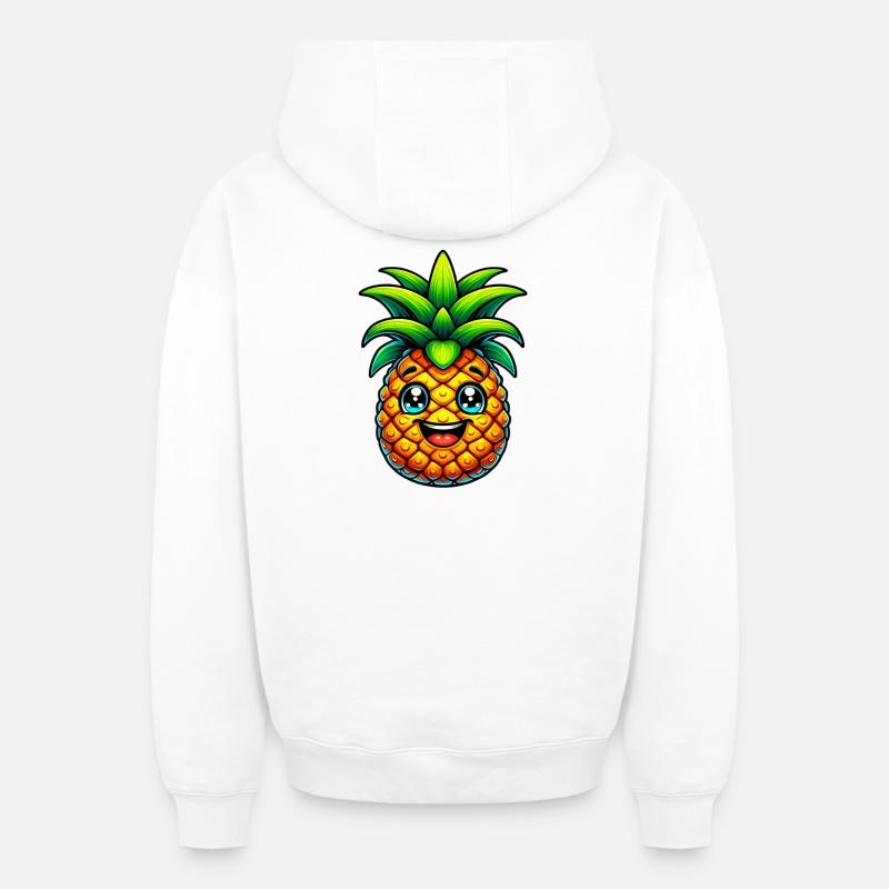 Ananas - Sweat à capuche unisexe zippé oversize épais SPREAD - blanc