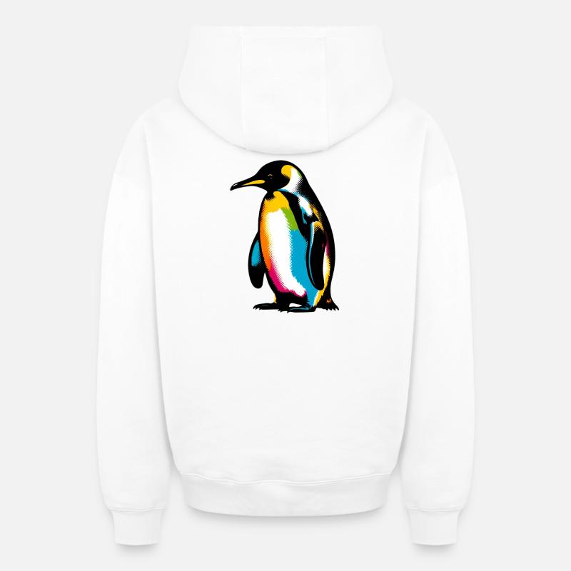 Pingouin - Sweat à capuche unisexe zippé oversize épais SPREAD - blanc