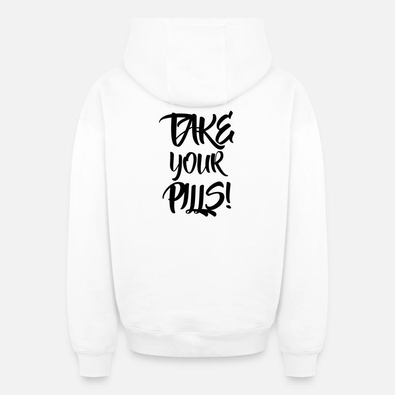 Prenez vos pilules - Sweat à capuche unisexe zippé oversize épais SPREAD - blanc