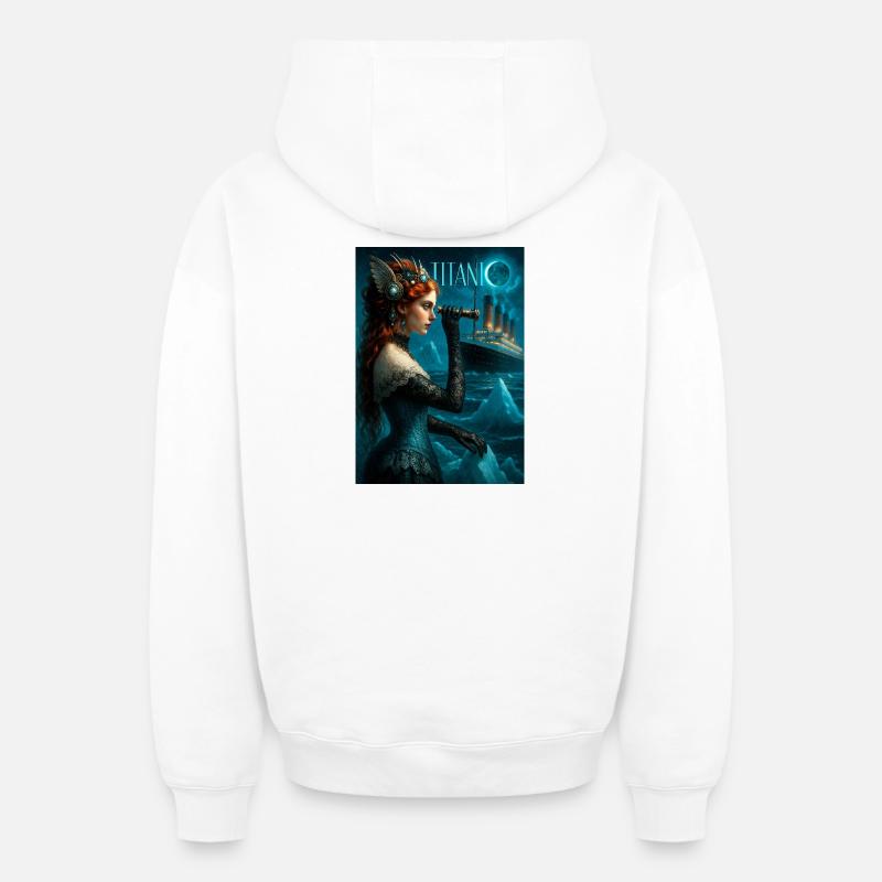Titanic - Sweat à capuche unisexe zippé oversize épais SPREAD - blanc