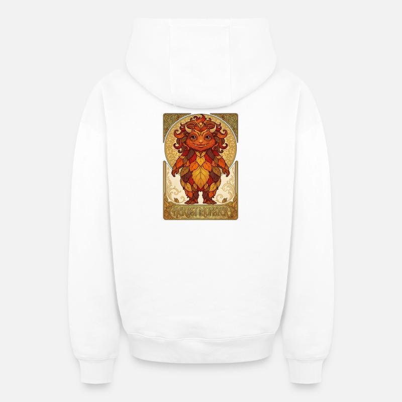 Monstres de feuillage d’automne - Sweat à capuche unisexe zippé oversize épais SPREAD - blanc