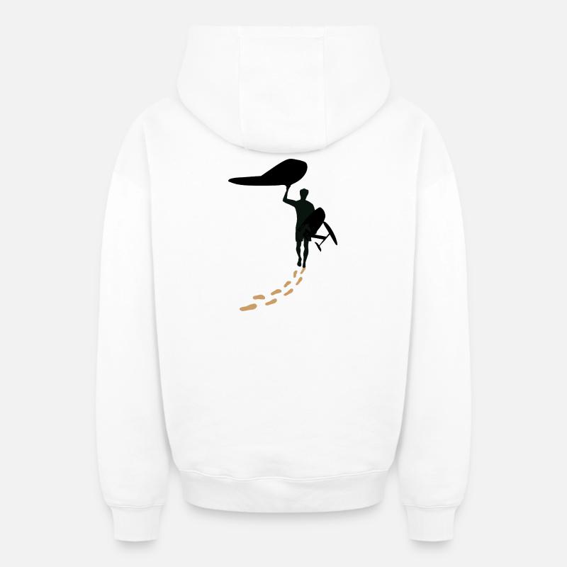 Wingfoiler avec des pas - Sweat à capuche unisexe zippé oversize épais SPREAD - blanc