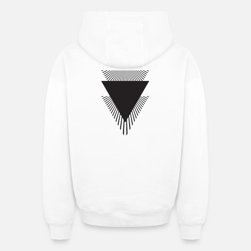 Géométrie des triangles radiants - Sweat à capuche unisexe zippé oversize épais SPREAD - blanc