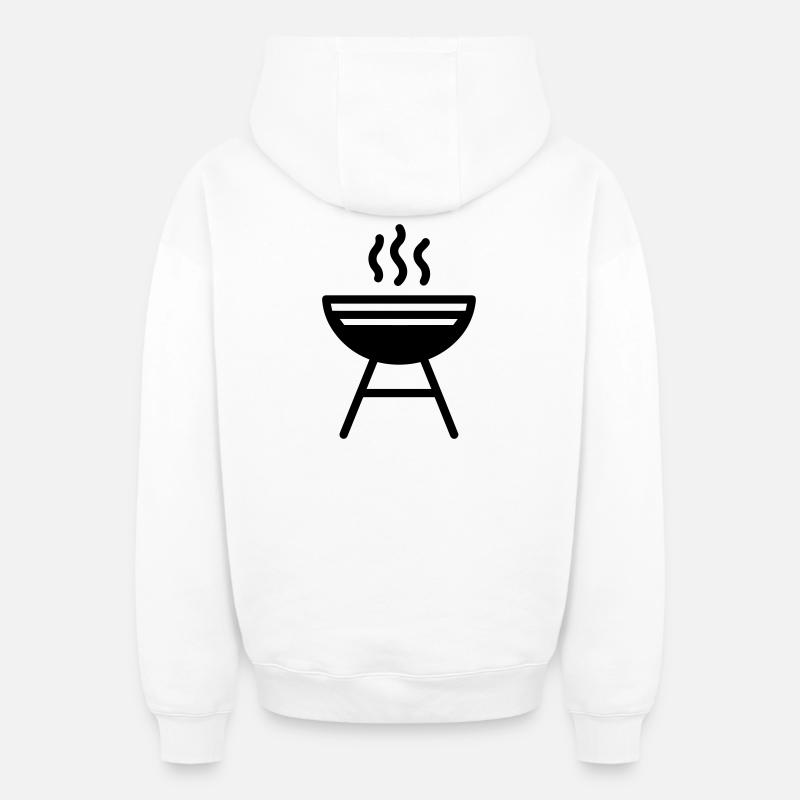 barbecue - Sweat à capuche unisexe zippé oversize épais SPREAD - blanc