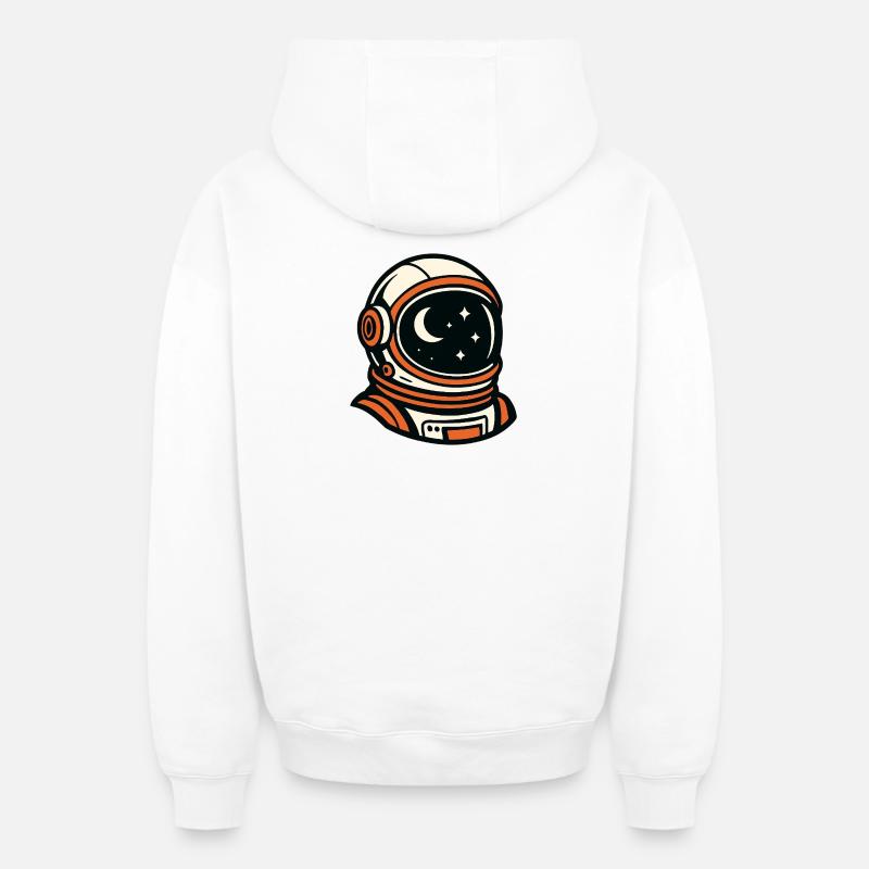 Astronaute dans le ciel nocturne - Sweat à capuche unisexe zippé oversize épais SPREAD - blanc