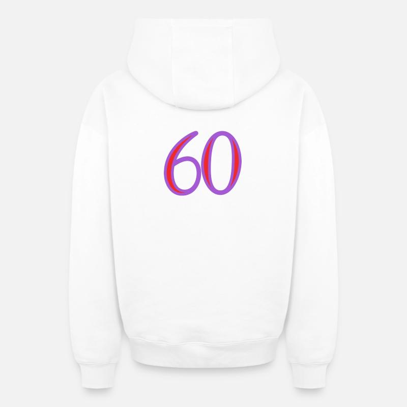 60. 60 ANS - Sweat à capuche unisexe zippé oversize épais SPREAD - blanc