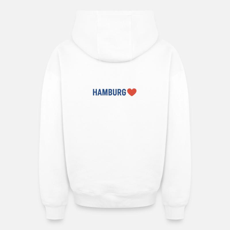 Cœur de Hambourg - Sweat à capuche unisexe zippé oversize épais SPREAD - blanc