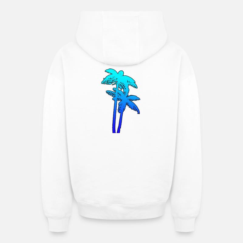 PALMS - Sweat à capuche unisexe zippé oversize épais SPREAD - blanc