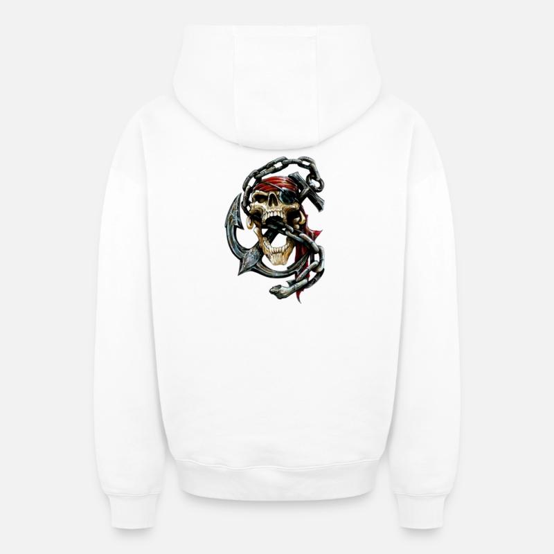 Crâne navigant - Sweat à capuche unisexe zippé oversize épais SPREAD - blanc