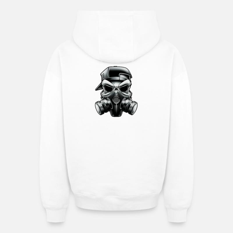 Masques cool Skull !!! - Sweat à capuche unisexe zippé oversize épais SPREAD - blanc
