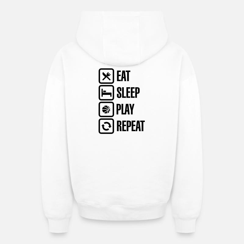 Eat Sleep Basketball Repeat - Sweat à capuche unisexe zippé oversize épais SPREAD - blanc