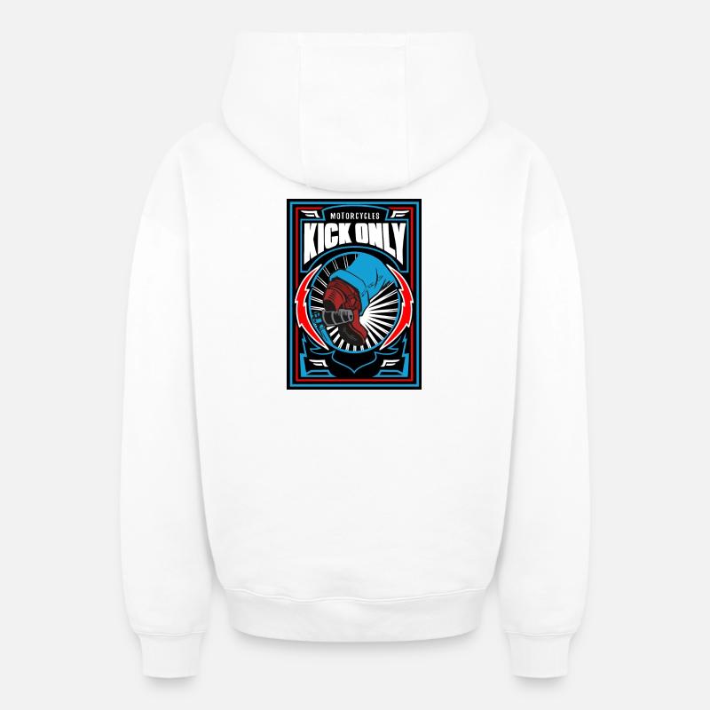 Motorcycles Kick Only - Sweat à capuche unisexe zippé oversize épais SPREAD - blanc