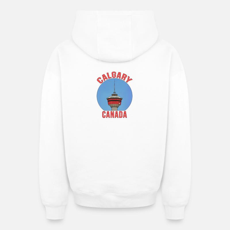 Calgary, Alberta, Canada - Sweat à capuche unisexe zippé oversize épais SPREAD - blanc