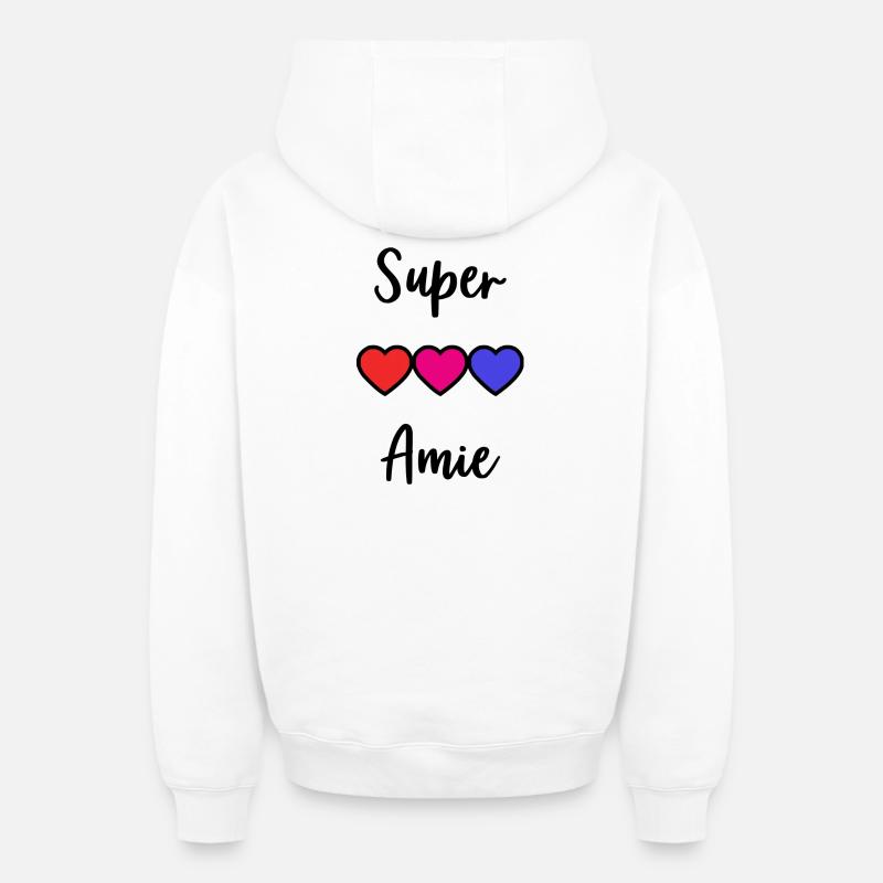 SUPER AMIE - Sweat à capuche unisexe zippé oversize épais SPREAD - blanc