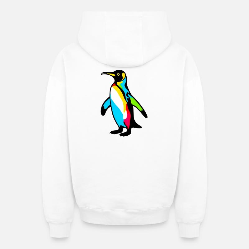 Pingouin - Sweat à capuche unisexe zippé oversize épais SPREAD - blanc